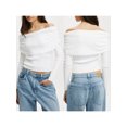 thumbnail image 2 of SUNSIOM Women's Off Shoulder Sweaters Classic Long Sleeve Solid Color Knit Pullover Slim Fit Tops, 2 of 7