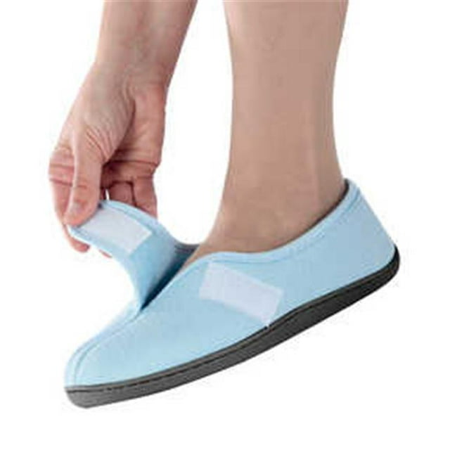 Silverts 103600404 Womens Adaptive Arthritis Easy Closure Terry Cloth Slippers, Blue - Extra Large