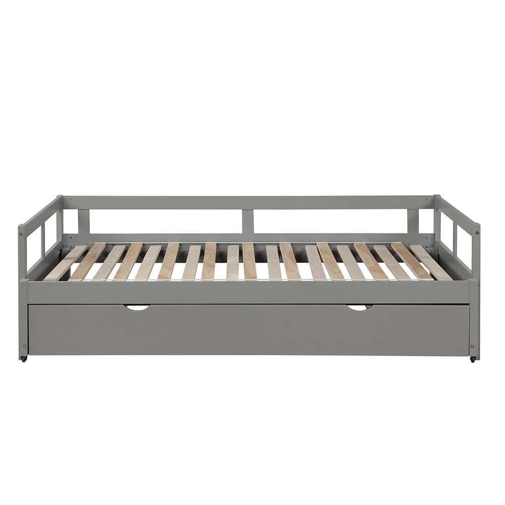 Lowestbest Extending Daybed, Wooden Daybed with Trundle Lowestbest Extending Daybed, Wooden Daybed with Trundle