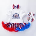 thumbnail image 2 of Xudanell 4th of July Outfits for Girls Newborn Cute Girls Romper Patchwork Mesh Star Skirt and Headbands 4th of July Outfit Blue 3-6 Months, 2 of 4