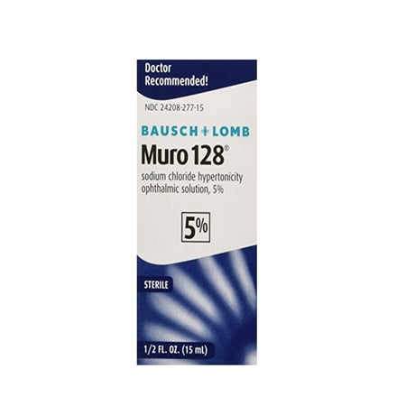 Bausch + Lomb Muro 128 Sodium Chloride Hypertonicity Ophthalmic Solution, 5% 15 ml - 2 Pack