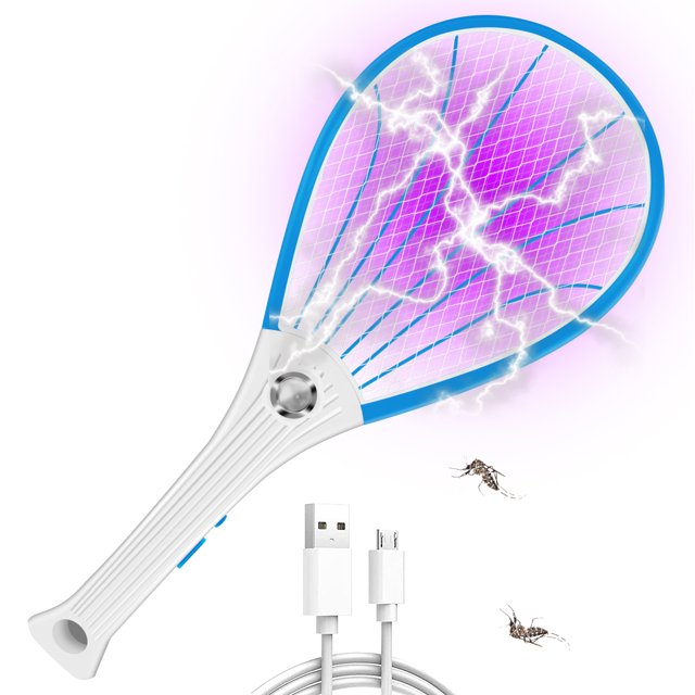 Muyoka Raqueta de mosquitos, Bug Zapper, Mosquito recargable, Fly Killer, Luz LED para Zap en la oscuridad para uso en exteriores e interiores Muyoka Hogar