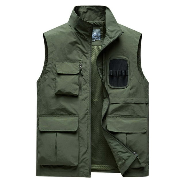 Jackets for Men Mens Work Clothes Jacket Solid Color Stand Collar Multiple Pockets Outdoor Sports Photography Leisure Coat