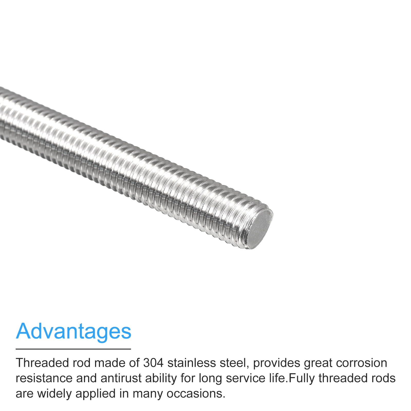 Fully Threaded Rod M12 x 150mm 1.75mm Thread Pitch 304 Stainless Steel Right Hand Threaded Rods Bar Studs 6 Pack