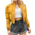 thumbnail image 2 of IUYRTFE Women Cropped Puffer Jacket Zip Up Stand Collar Long Sleeve Warm Coat for Winter Casual Daily Wear, 2 of 9