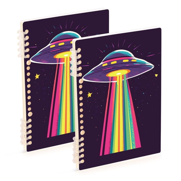 FORMRS 1-Subject Spiral Notebook 8" x 5" College Ruled 60 Refillable Sheet, Colorful UFO