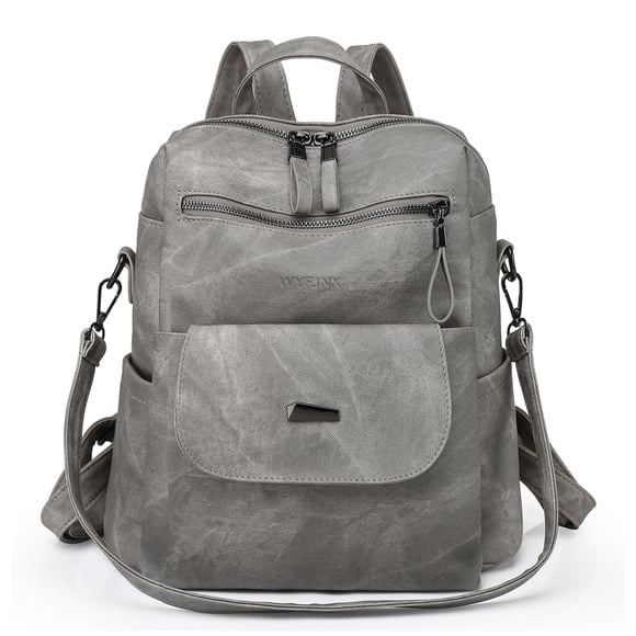 Mochila WYFJNX de piel sintética a la moda para mujer, gris