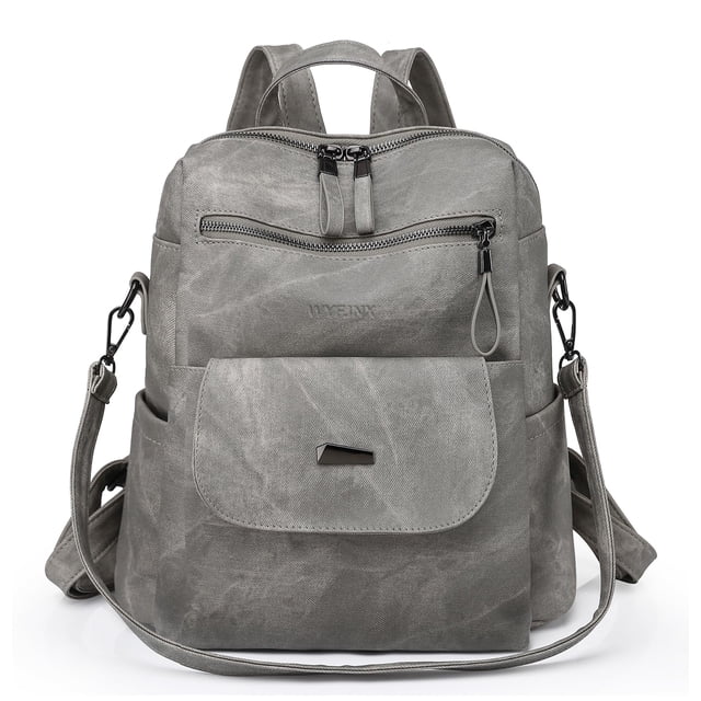 Mochila WYFJNX de piel sintética a la moda para mujer, gris