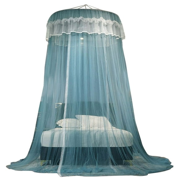 Yhmxh Large Bed Canopy - Luxurious Princess Bed Curtain Net for Girls & Adults, Canopy Bed Curtains Round Lace Dome Cover for Girls Boys Adults, Bedroom Decoration Bed Canopy(Blue)