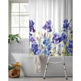 thumbnail image 2 of Split Shower Curtain for Transfer Bench, Blue Spring Floral Fabric Shower Curtains for Bathroom, Watercolor Flowers Summer Botanical Tub Sliding Transfer Bench Waterproof Bath Curtains 72"x84", 2 of 9
