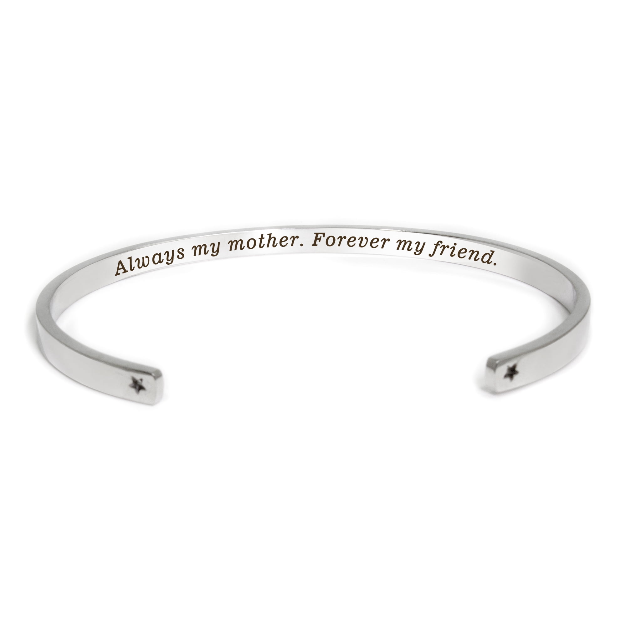 "Always my mother…" Adjustable Silver Stainless Steel Cuff Bangle Mother's Day Gift Set