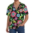 thumbnail image 3 of Sigee Vector Mexican Otomi Style Bright Print Men's Shirts Casual Button Down Short Sleeve Summer Beach Shirt Hawaiian Vacation Shirts Tee Shirt-Small, 3 of 7
