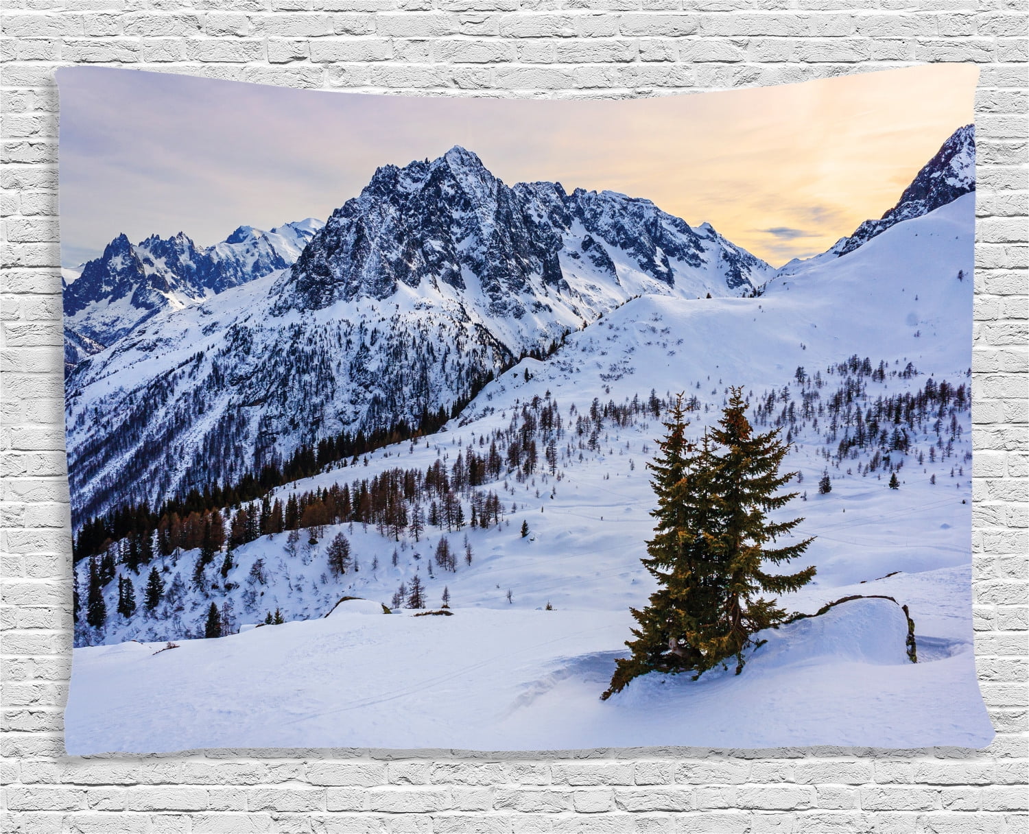 Printed in the USA Snow Tapestry Wall Hanging Skiing Mountain Winter Ski Snowy Tapestries Decor College Dorm Living Room Art Gift Bedroom Dormitory Bedspread Small Medium Large