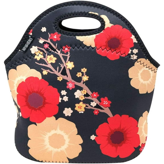 Wrapables® Insulated Neoprene Lunch Bag, Midnight Floral