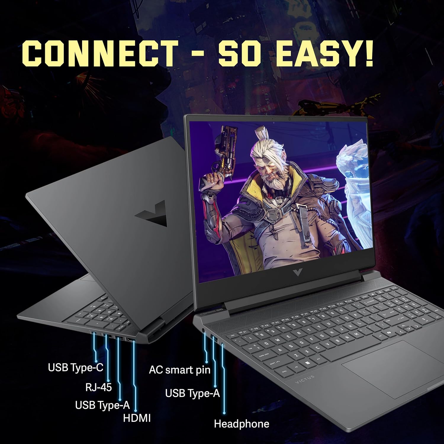 HP Victus 15.6" 144Hz FHD Gaming Laptop, Intel i5-13420H, NVIDIA GeForce RTX 4050 GDDR6, 16GB DDR4, 512GB SSD, Backlit Keyboard, WiFi 6, Windows 11 Pro, Silver, 1TB Docking Station Set
