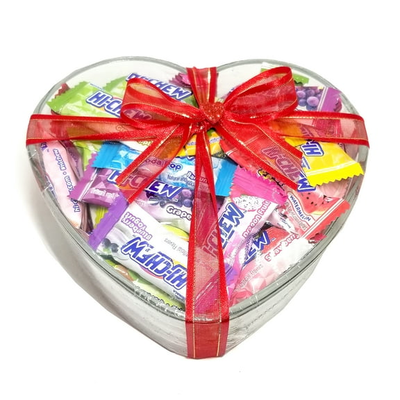 Hi-Chew Hi-chew Chewy Fruit Candies Assorted Flavors Individually Wrapped In Valentine's Heart Shaped Glass Bowl 48-Count