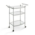 thumbnail image 4 of Marion 3-Tier Mobile Metal Bar Cart, Clear Tempered Glass Shelves with Chrome Railing, 4 of 4