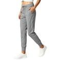 thumbnail image 5 of Women's Soft Fabric Casual Mid Waist Pants with Pockets, Tummy Control Comfort Fit, Pull On Elastic Waband, Everyday Wear, Work, Weekend Essential Yoga | TruBelle,Gray S, 5 of 9