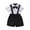 Black, variant on LNMQLPDBS Boys' Clothing Sets Cute Pattern Prints Button Lapel Romper with Bow Tie & Solid Color Elastic Waist Suspender Shorts 2pcs Outfit 9-12 Month Boy Clothes Newborn Gifts Baby Gentleman Suits
