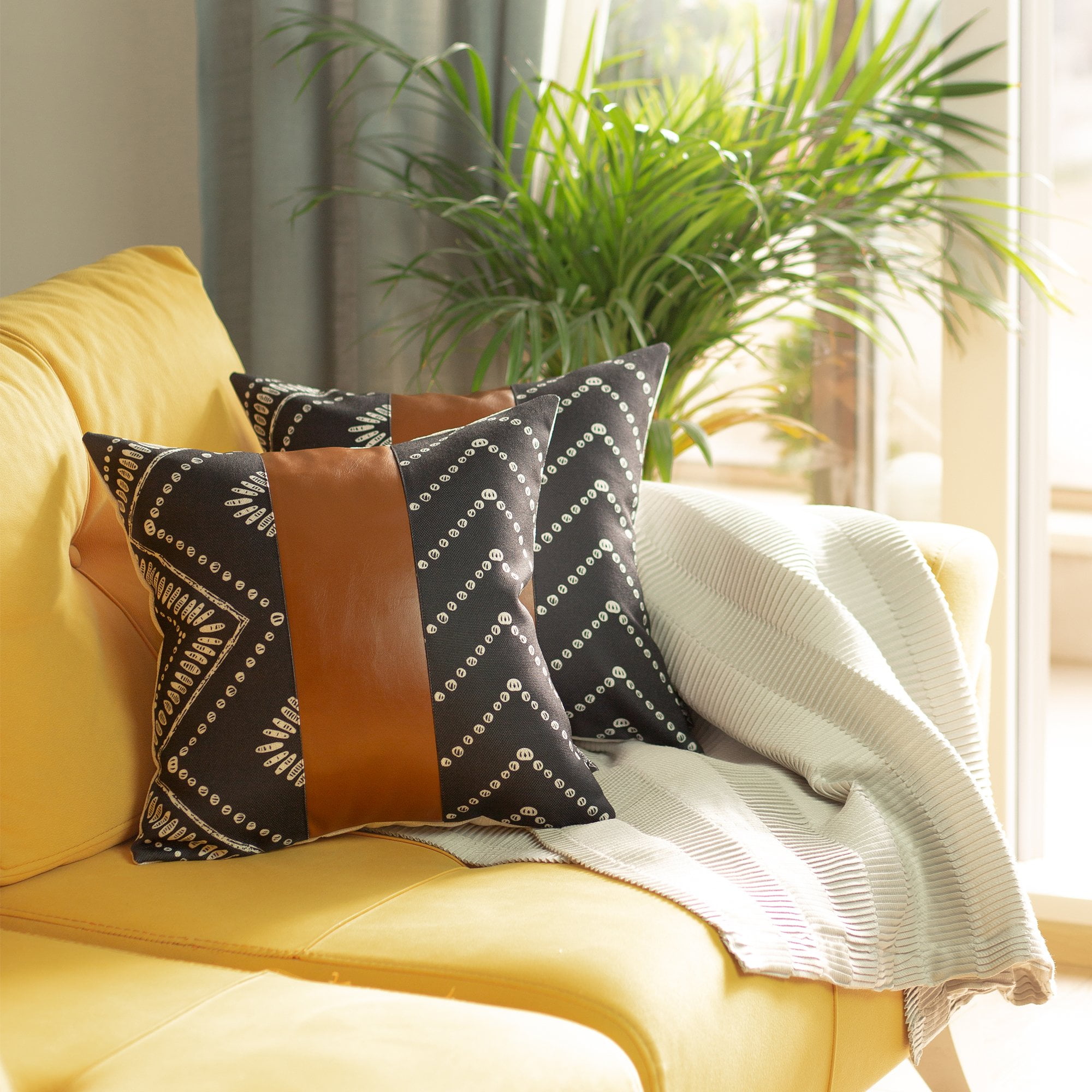 Vegan Faux Leather Set of 2 Decorative Throw Pillow Cover Walmart Canada