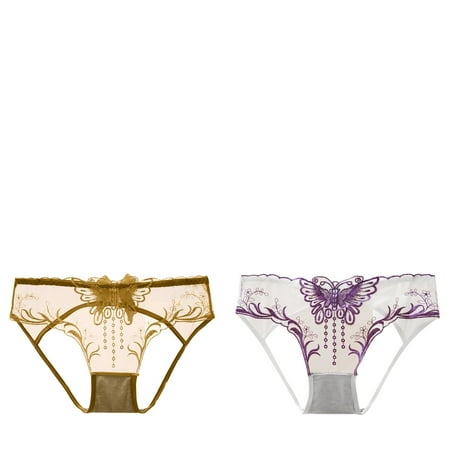 Wijhcboe 2 Pack Women s Bubble Underwear for Women Low Waist Mesh Briefs Women Underwear Bikini Lace Solid Color Cotton Crotch Comfort Choice Panties plus Size Underwear B Bustier Thong Lot Lar