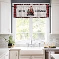 thumbnail image 3 of Merry Christmas Kitchen Curtains and Valances Set, Farm Truck Xmas Cow Red Plaid Wood Grain Rod Pocket Window Valance Window Curtain Panels for Living Room Bedroom Laundry, 27.5x24in, 3 Pieces, 3 of 7