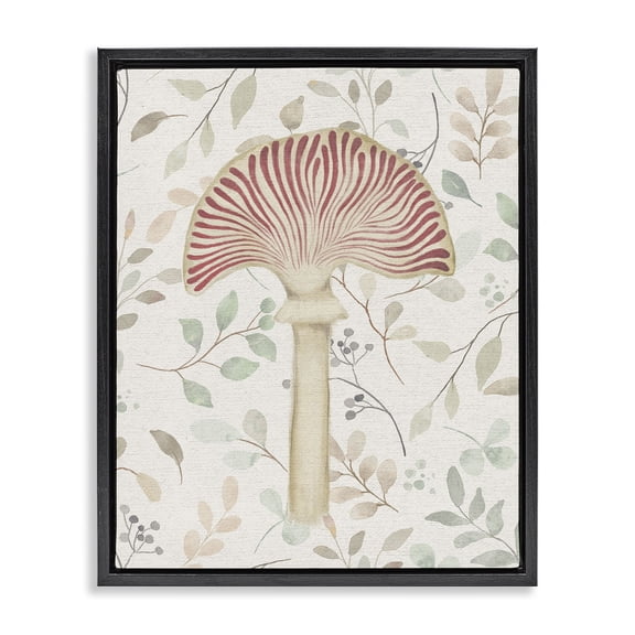 Stupell Industries Farmhouse Soft Botanicals & Mushroom Black Floating Frame Canvas Art, 17 x 21, by Lil' Rue