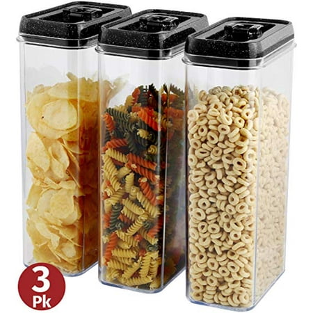 Kitchen Storage Containers Set – Airtight Food Storage Containers With Lids – 3 Piece Set/Same Size 2.8 Liter – Large Clear Durable Plastic Food Containers- 6 L X 3.7 W X 12 H – BPA Free By