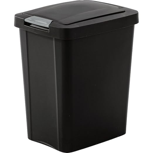 7.5 Gallon Touch Top Trash Can, Black Kitchen Wastebasket with Lid