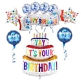thumbnail image 2 of Set de decoración FUFUJIA con globos azules de mylar para feliz cumpleaños, 2 of 6