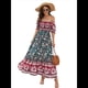 thumbnail image 1 of Vestido Informal, Fluido, con Estampado Floral Bohemio, Hombros Descubiertos, para Mujer (Verano 2025) Fondo Negro XXL, 1 of 9