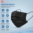 thumbnail image 3 of Disposable Face Mask Adults 3Ply Black with Ear Loop Safety 100Pcs Black, 3 of 6
