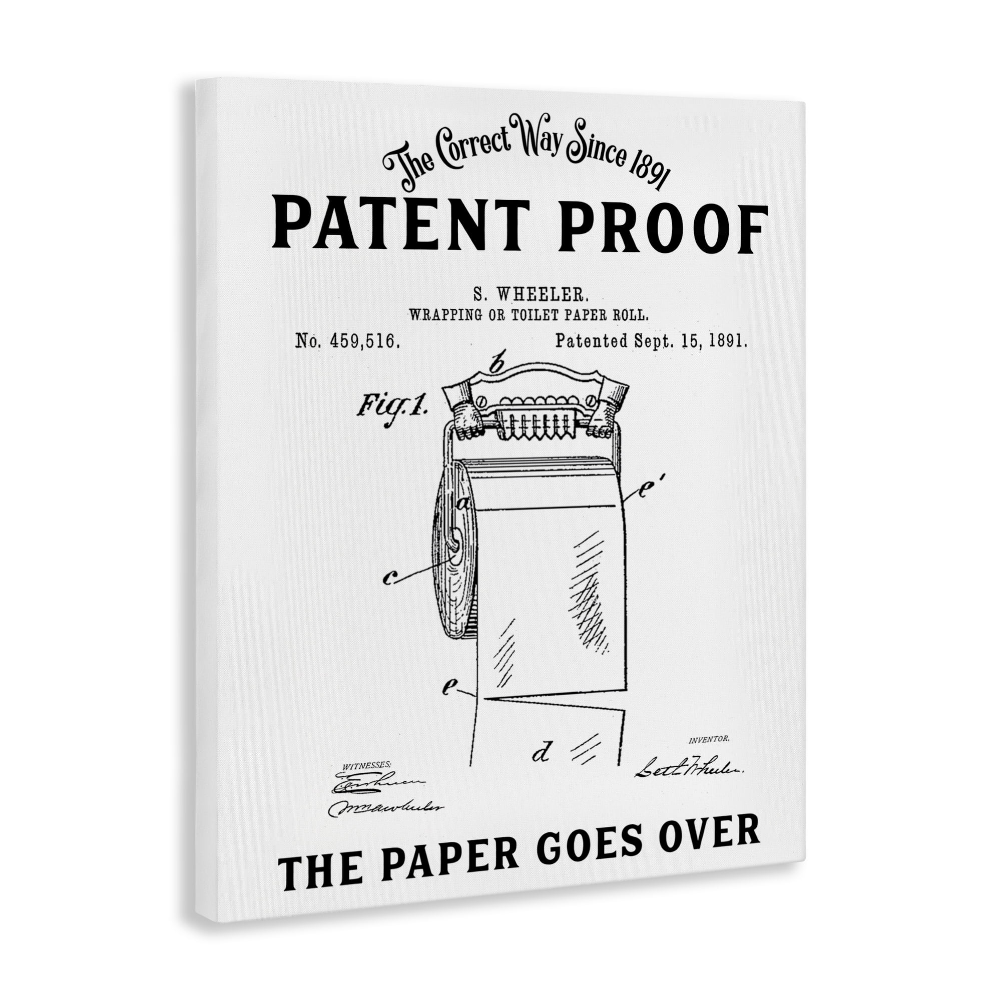 Toilet Paper Goes Over Canvas Wall Art, design by Lettered and Lined