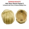 thumbnail image 5 of Express Beauty Synthetic Chignon Hair Piece Updo Braided Hair Bun Dome Wig Clip In Hair Buns Extensions for Women with 10pcs Hair Buddy Pins - (Hair Bun Dome Style 3) (1B/30 Off Black / Auburn), 5 of 5