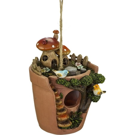 VP Home Flowerpot Bird House with Decorative Hand-Painted Mushroom