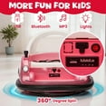thumbnail image 3 of Kids Bumper Car, 12V Ride on Toy with Remote Control, Electric Bumper Car Ride on for Girls Boys Ages 2-5, 360 Degree Spin, Bluetooth, Light, Seat Belt, Pink, 3 of 7