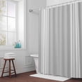 thumbnail image 5 of Grey Stripes Fabric Shower Curtain French Stripe Farmhouse Style Washable Shower Curtains for Bathroom, Waterproof Bath Curtain with Hooks Home Decor 72x72in, 5 of 8
