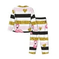 thumbnail image 2 of Disketp Pajamas Set Long Sleeve Sleepwear Womens Button Down Nightwear Pj Sets-Gold Glittering Hearts And Flamingos, 2 of 9