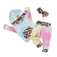 thumbnail image 3 of Edvintorg 3-18M Infant Baby Girl Long Sleeve Trousers Suit Rainbow Tie-Dyed Leopard Hooded Tops Leopard Stitching Pants Headband 3Pcs Clothes Spring Fall, 3 of 7