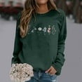 thumbnail image 2 of Arlun Crewneck Sweatshirts Womens Trendy Floral Printed Soft Comfortable Long Sleeve Hoodless Tops 2025 Fall Winter Baggy Drop Shoulder Pullovers Dark Green M, 2 of 4