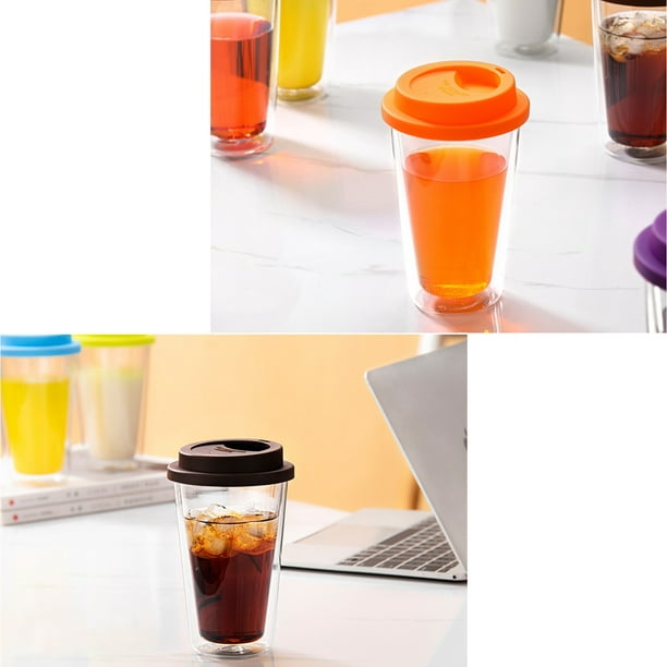 350ml Insulated Double-layer Water Cup Food Grade Silicone Glass