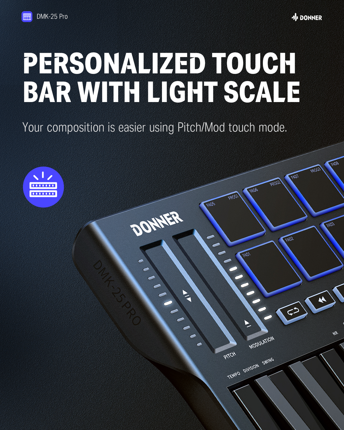Donner DMK 25 Pro MIDI Keyboard Controller photo 8