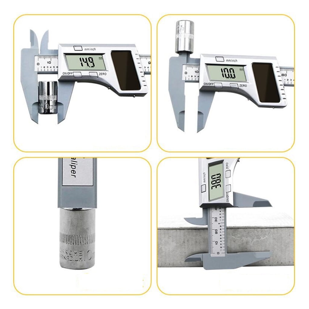 Solar Power Electronic Digital Vernier Caliper, LCD Gauge Micrometer, 150mm 6 Inch Ruler Measuring Tool