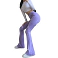 thumbnail image 4 of FASHIONWT Women Skinny Stretchy Knitted Slacks Casual Solid Flared Pants, 4 of 6