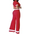 thumbnail image 5 of REORIAFEE 2 Piece Set for Women Summer Casual Comfy Outfits Workout Sports Tracksuit Summer Outfit Fashion Women Summer Round Neck Casual Short Sleeve Top + Pant Set Red L, 5 of 6