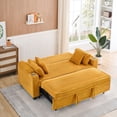 thumbnail image 2 of 80" Orange Corduroy Expandable Sofa Bed, Multifunctional Sleeper Couch with Cup Holder, Convertible Sectional Sofa for Living Room, Apartment, Bedroom, 2 of 9