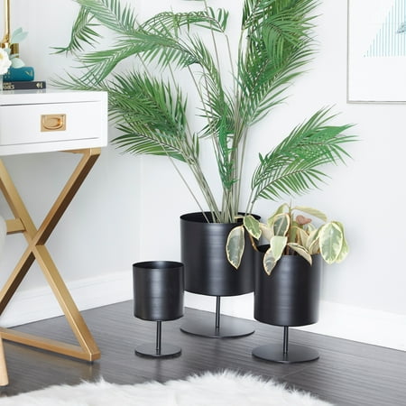 CosmoLiving by Cosmopolitan The Novogratz Metal Planter Flat Base - Black S/3 14   12   10 H