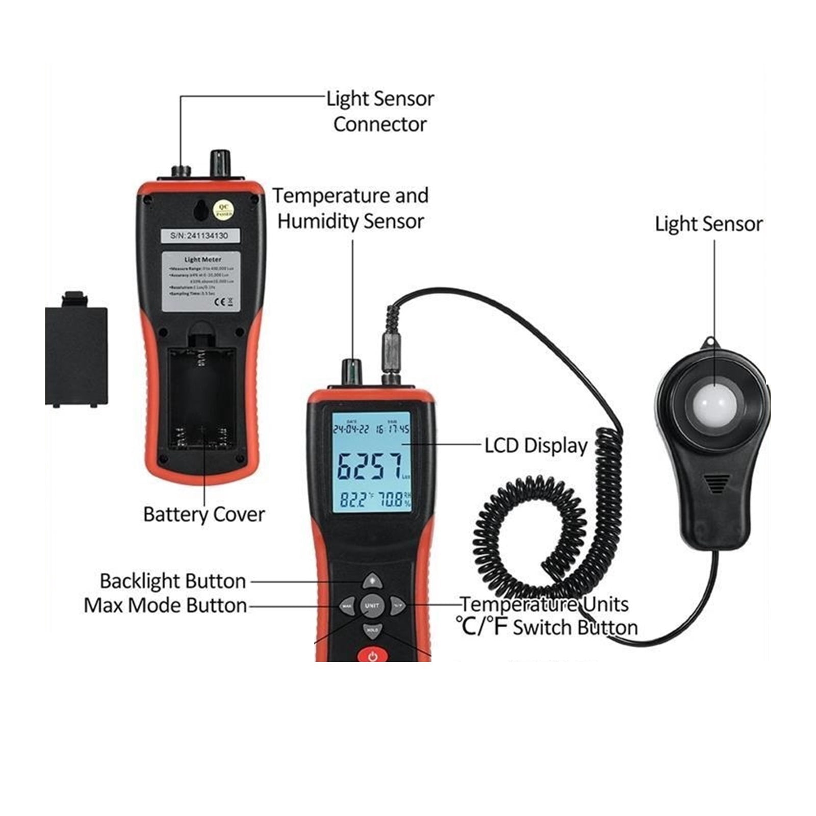 TL-603 Digital Light Meter 0400000 Lux Handheld Illuminometer Lux/FC