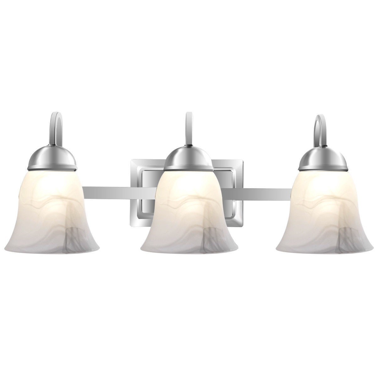 HUNLUYEN 3Light LED Bath Vanity Light with Alabaster Glass Dimmable