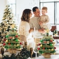 thumbnail image 2 of Árbol de Navidad de mesa LED de 2 pies con luces LED de cadena Top Star Red Green Balls Ribbon, 2 of 8